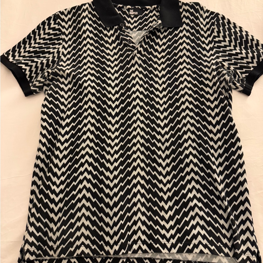 The Kooples Black and White Chevron Polo